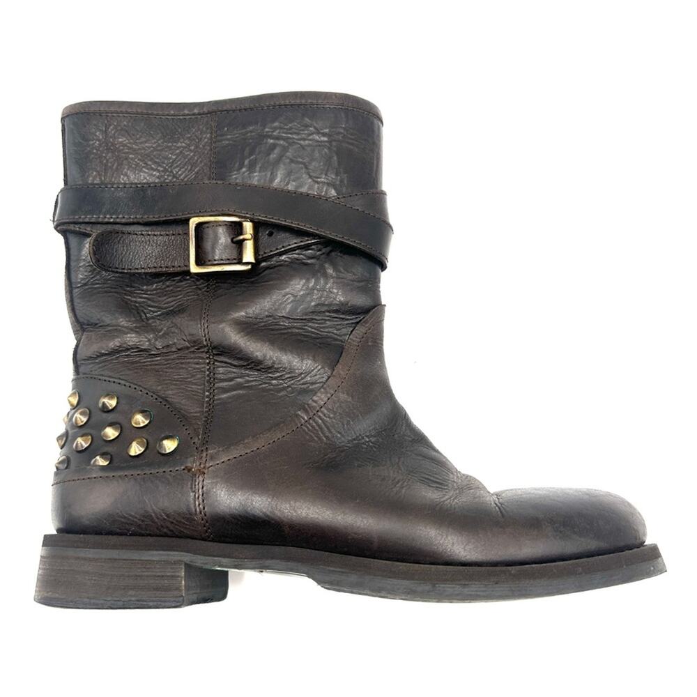 BOEMOS women’s biker Moto studded leather boots size 39 = 8